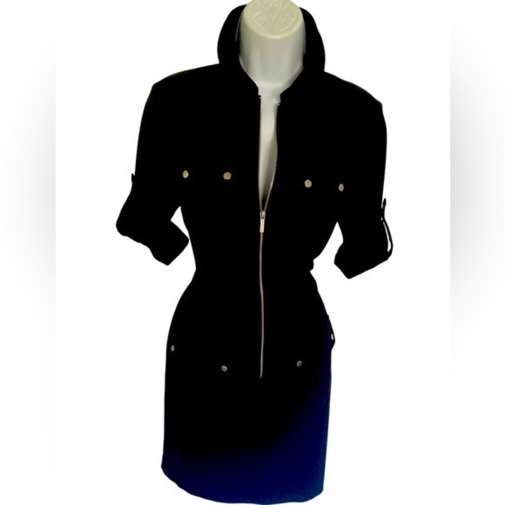 Michael Michael Kors Zip Dress - S black , pockets , silver zip